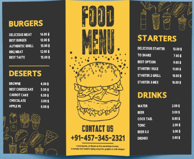 I will do eyecatching editable restaurant menu design