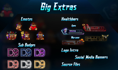 I will design twitch logo, stream animated overlay twitch stream package screens panels