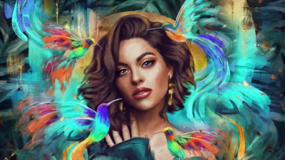 Draw digital portrait art in oil painting from photo