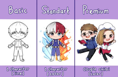 Draw cute or kawaii chibi art, cute chibi couple