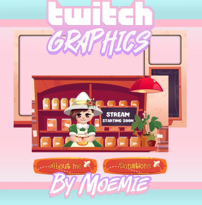 I will create cute overlays and screens for your twitch stream