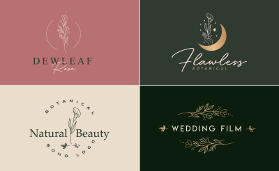 do boho botanical hand-drawn floral feminine logo design