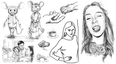 I will draw sketch illustration line art pencil in black and white