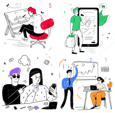 I will design vector linear illustrations for your website