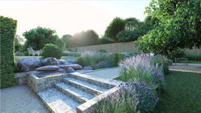 I will do landscape design, garden design, backyard, swimming pool