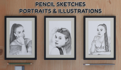 Draw pencil sketch portraits and illustrations