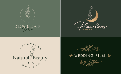 do boho botanical hand-drawn floral feminine logo design