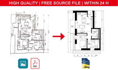 I will convert pdf, sketch or image drawing to autocad