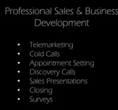 I make cold calls, telemarketing, make appointments for clients