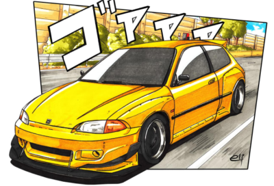 I can manually draw your car in cartoon style