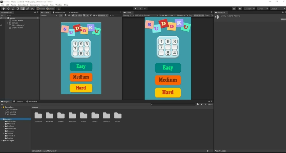 Game development of Sudoku
