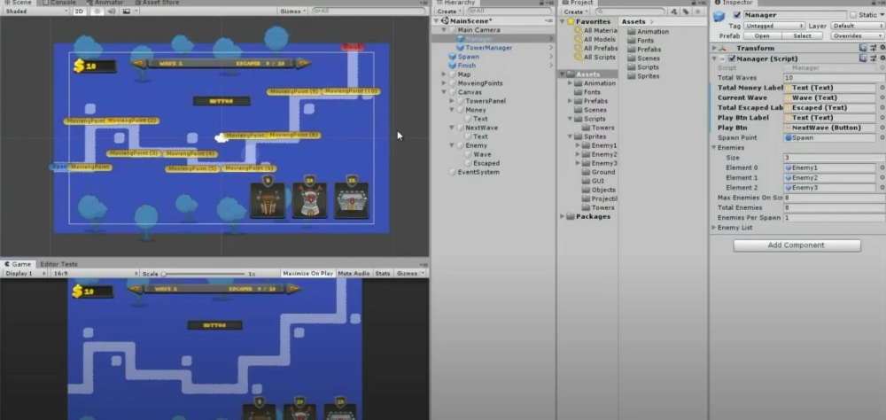  Game development of Tower Defence