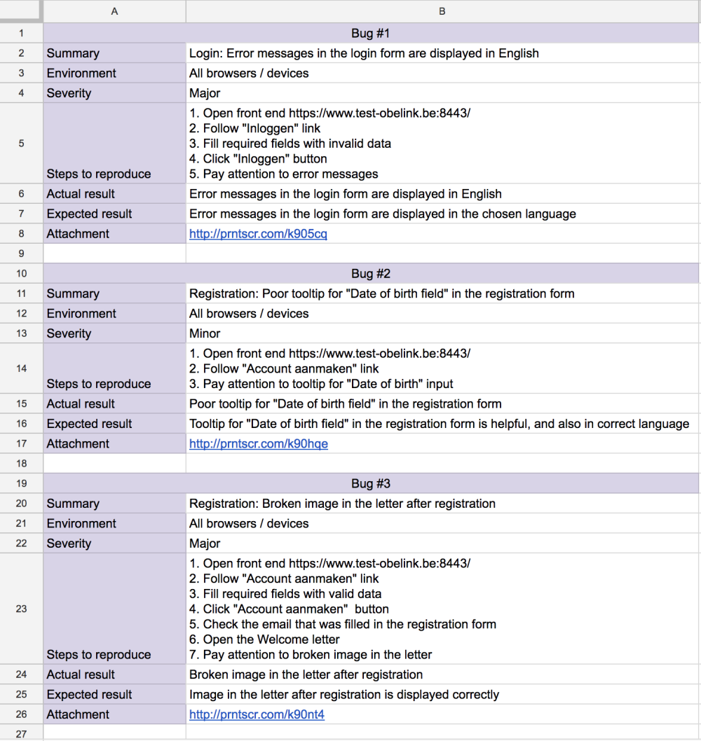 Detailed bug-report example