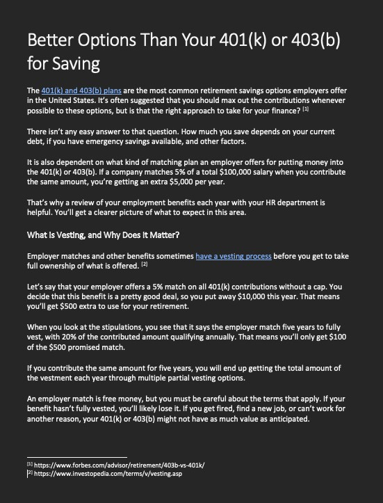 Finance Writing Sample