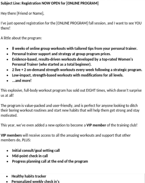 Online Program Nurture Sequence