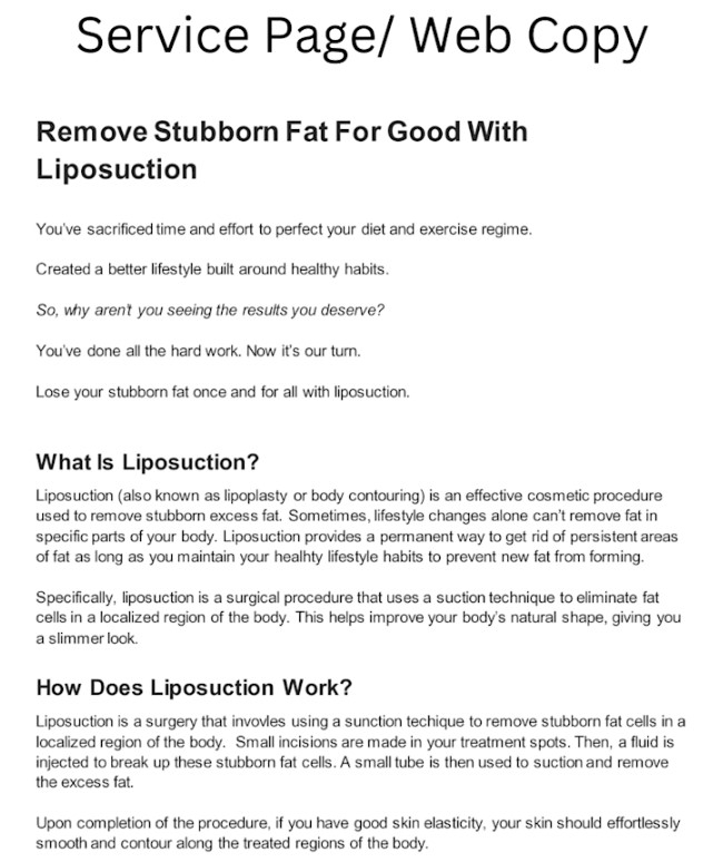 Service Page/ Web Copy