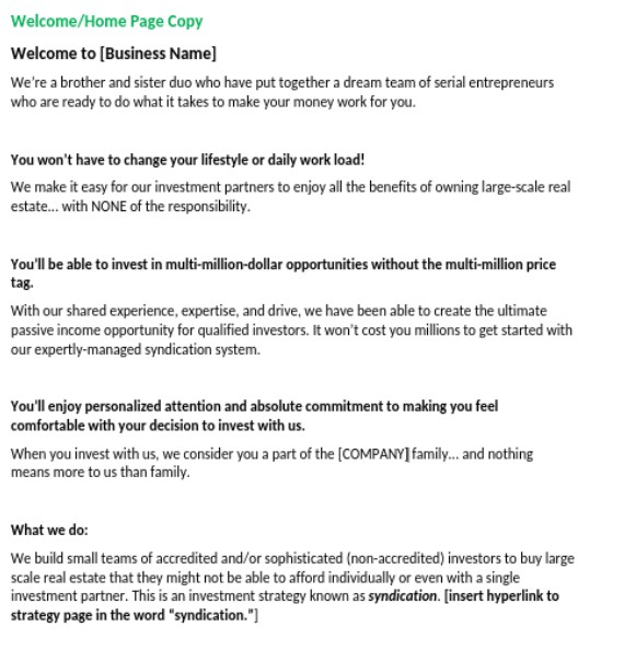 Website Copy